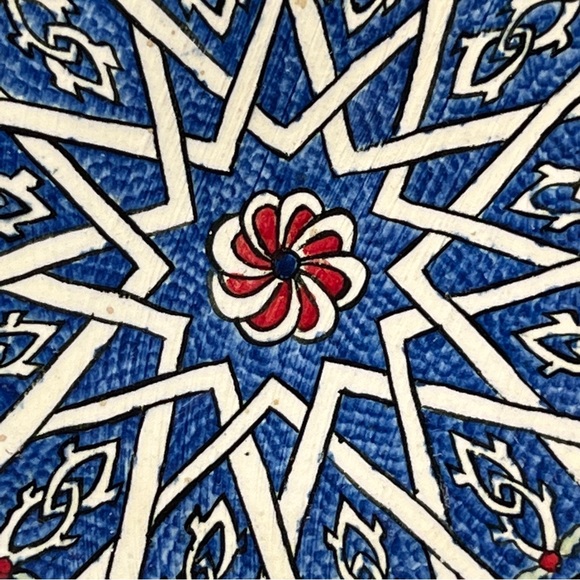 TURKISH IZNIK DESIGN CERAMIC PLATE FROM Istanbul 7” Blue Red and White - Picture 4 of 9